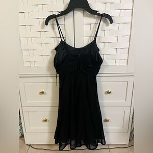 VINTAGE All that jazz mini sparkle green & black scoop flowy layered mini dress